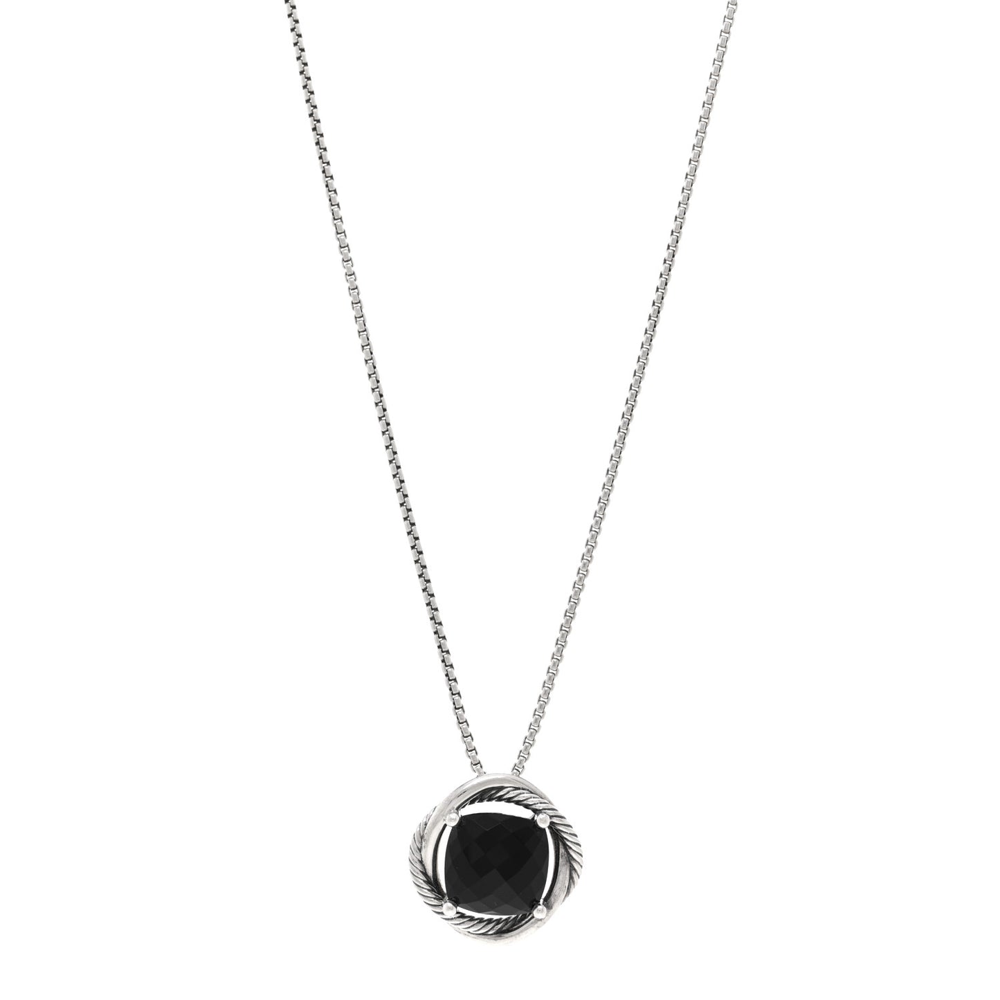 Sterling Silver Black Onyx 14mm Infinity Pendant Necklace