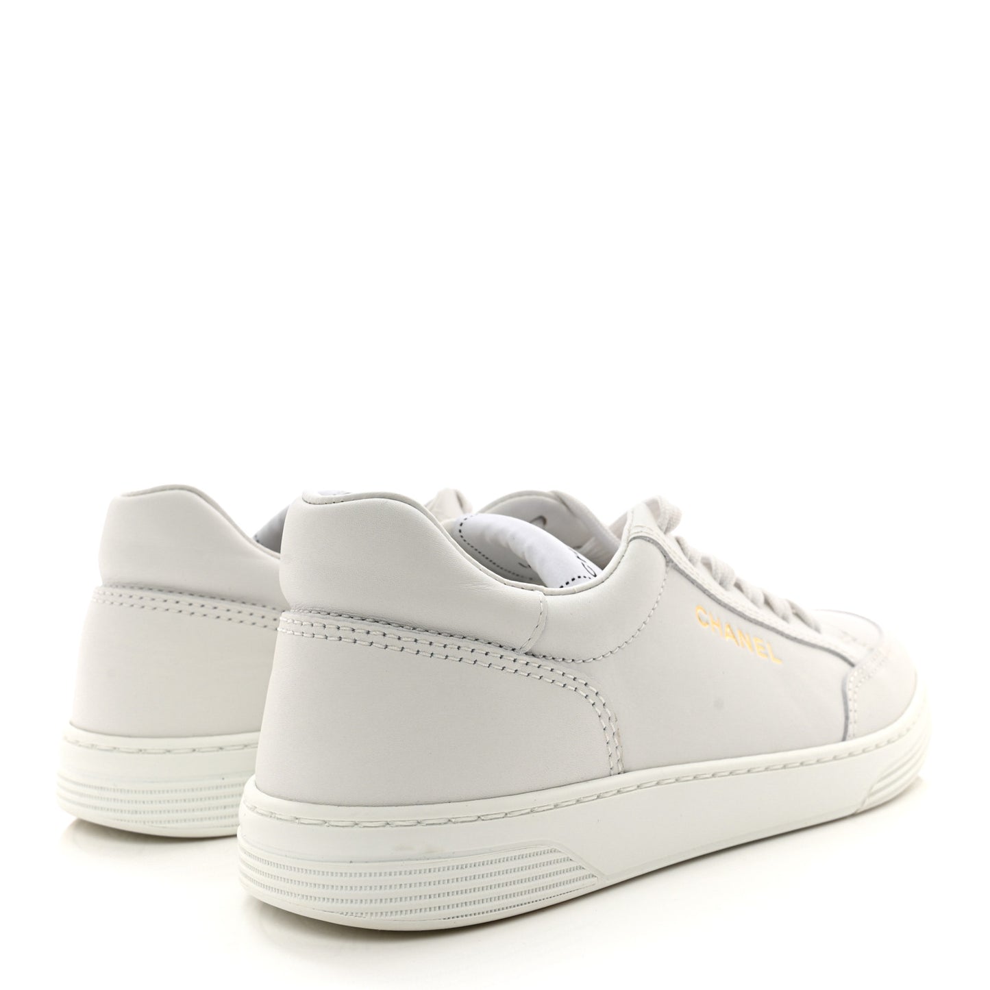 Calfskin Womens CC Logo Sneakers 39 White
