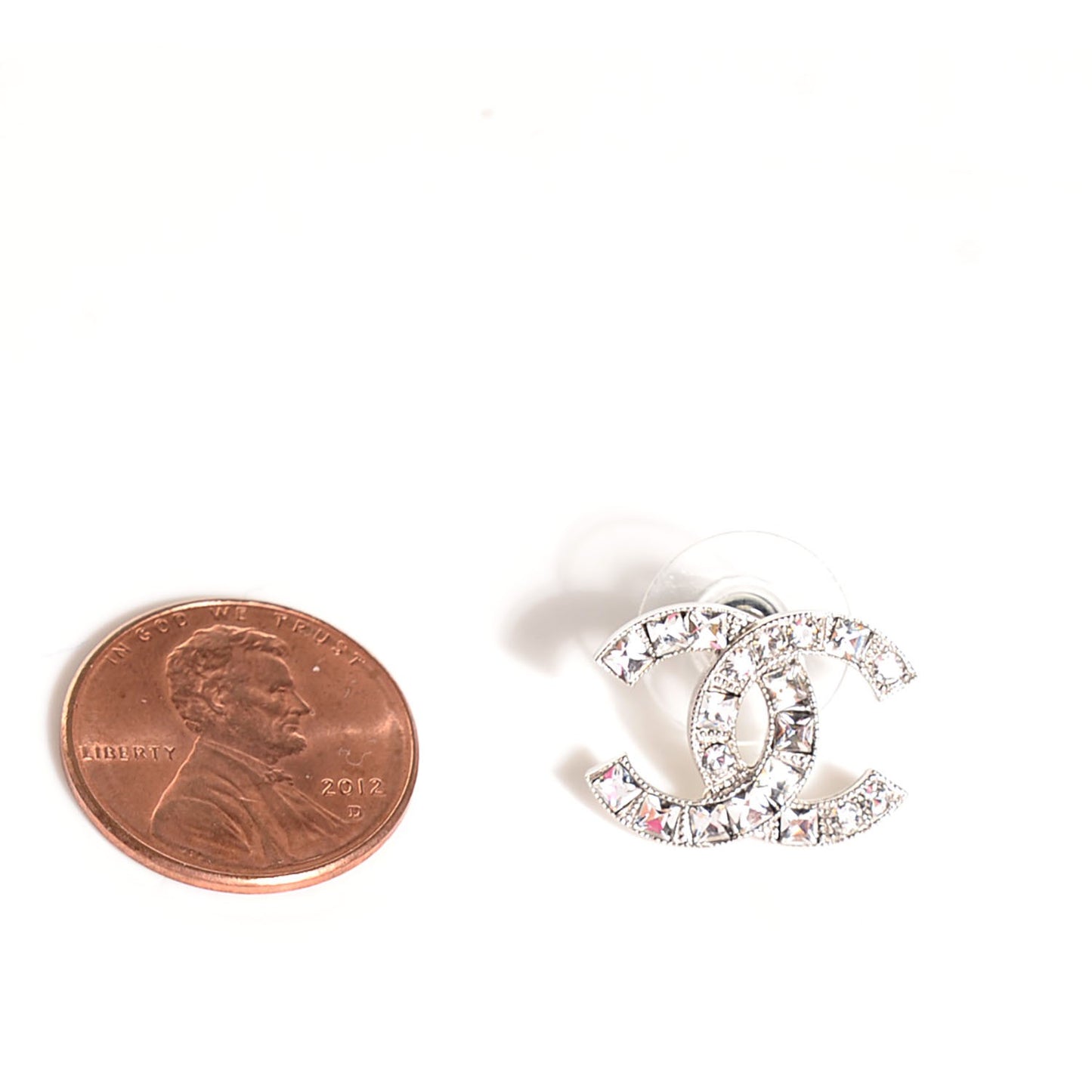 Baguette Crystal CC Earrings Silver
