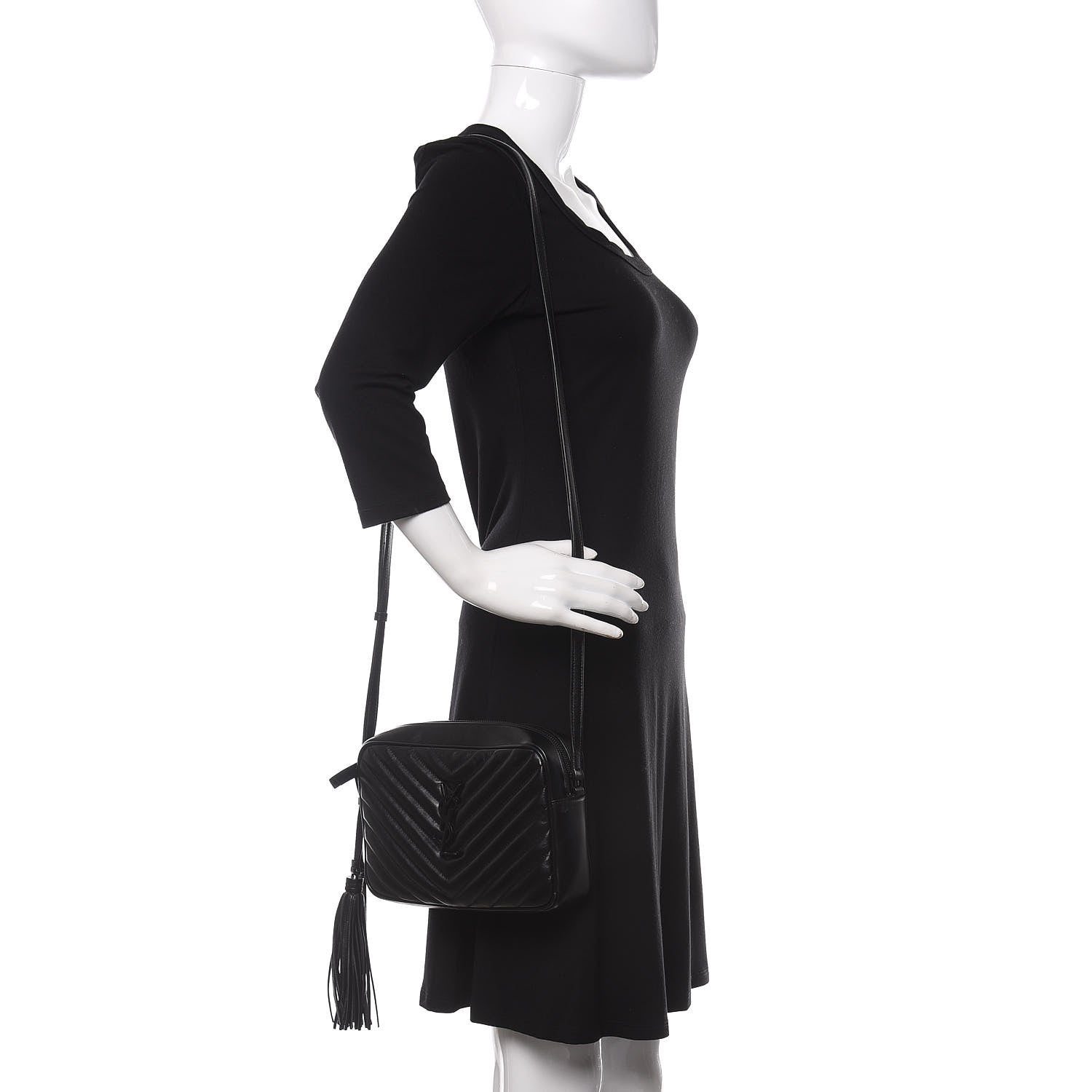 Saint Laurent Calfskin Matelasse Monogram Lou Camera Bag Black 2 of 11