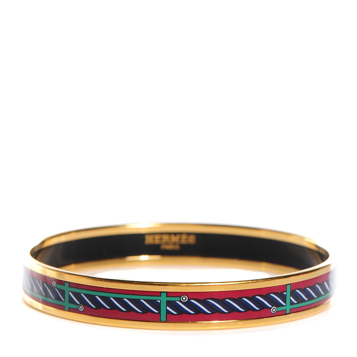 Hermes Enamel Printed Narrow Quadrige Bracelet 70 1 of 5