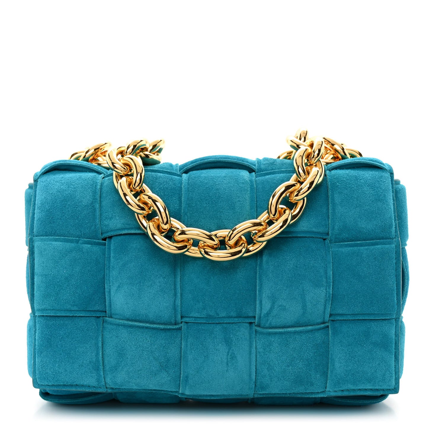 Suede Maxi Intrecciato Padded Chain Cassette Crossbody Bag Blaster