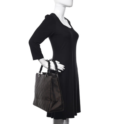 Gucci Monogram Bamboo Top Handle Tote Dark Brown 2 of 12