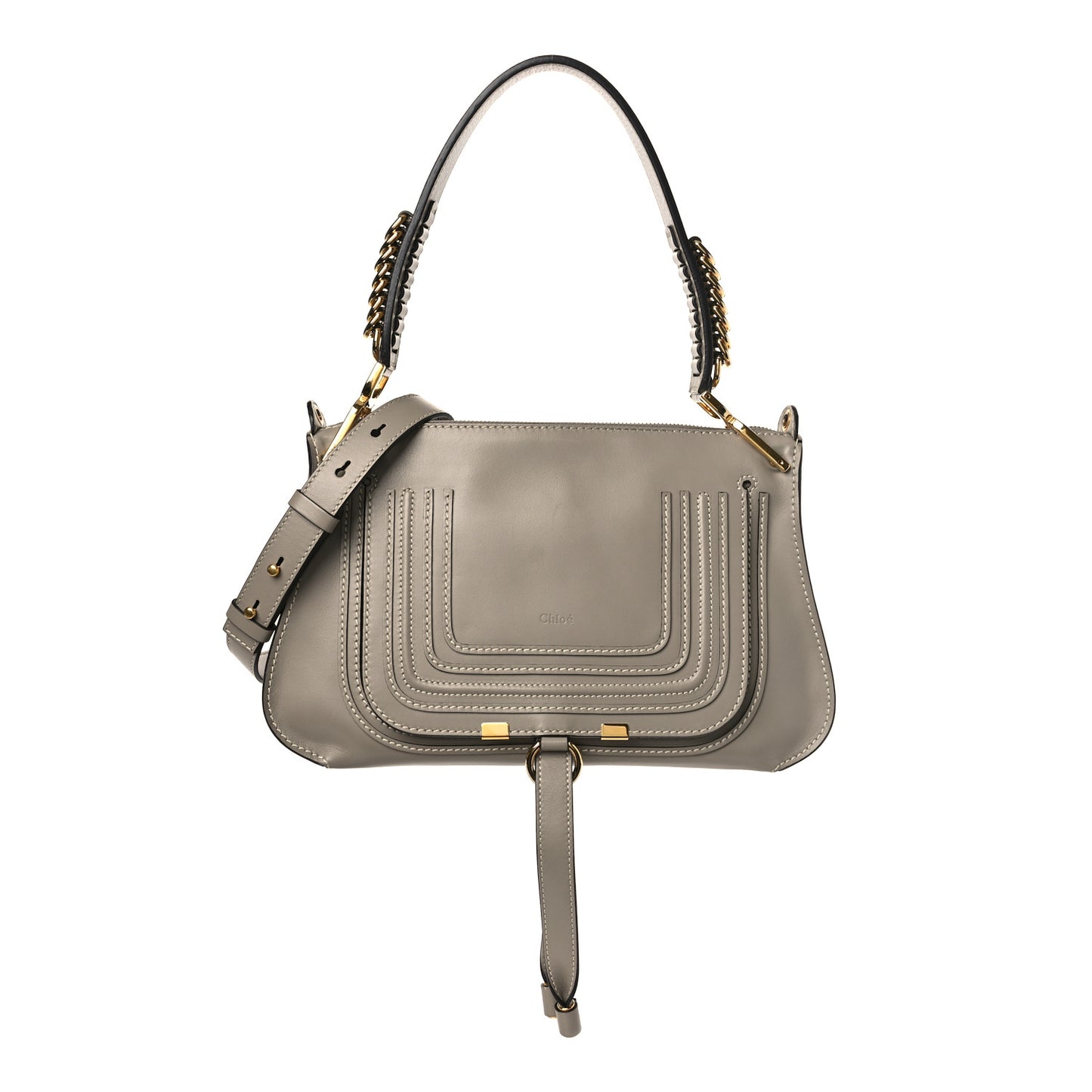 Calfskin Medium Marcie Saddle Shoulder Bag Motty Grey