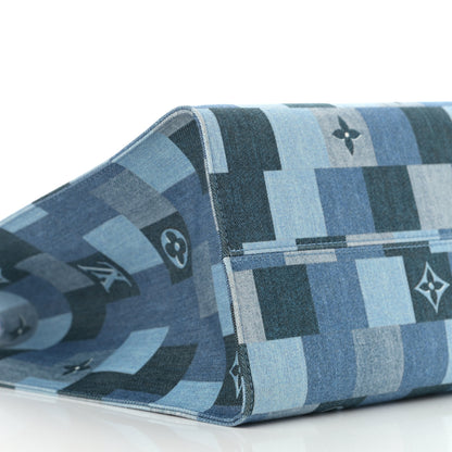 Louis Vuitton Denim Damier Monogram Onthego Blue Rouge 9 of 10