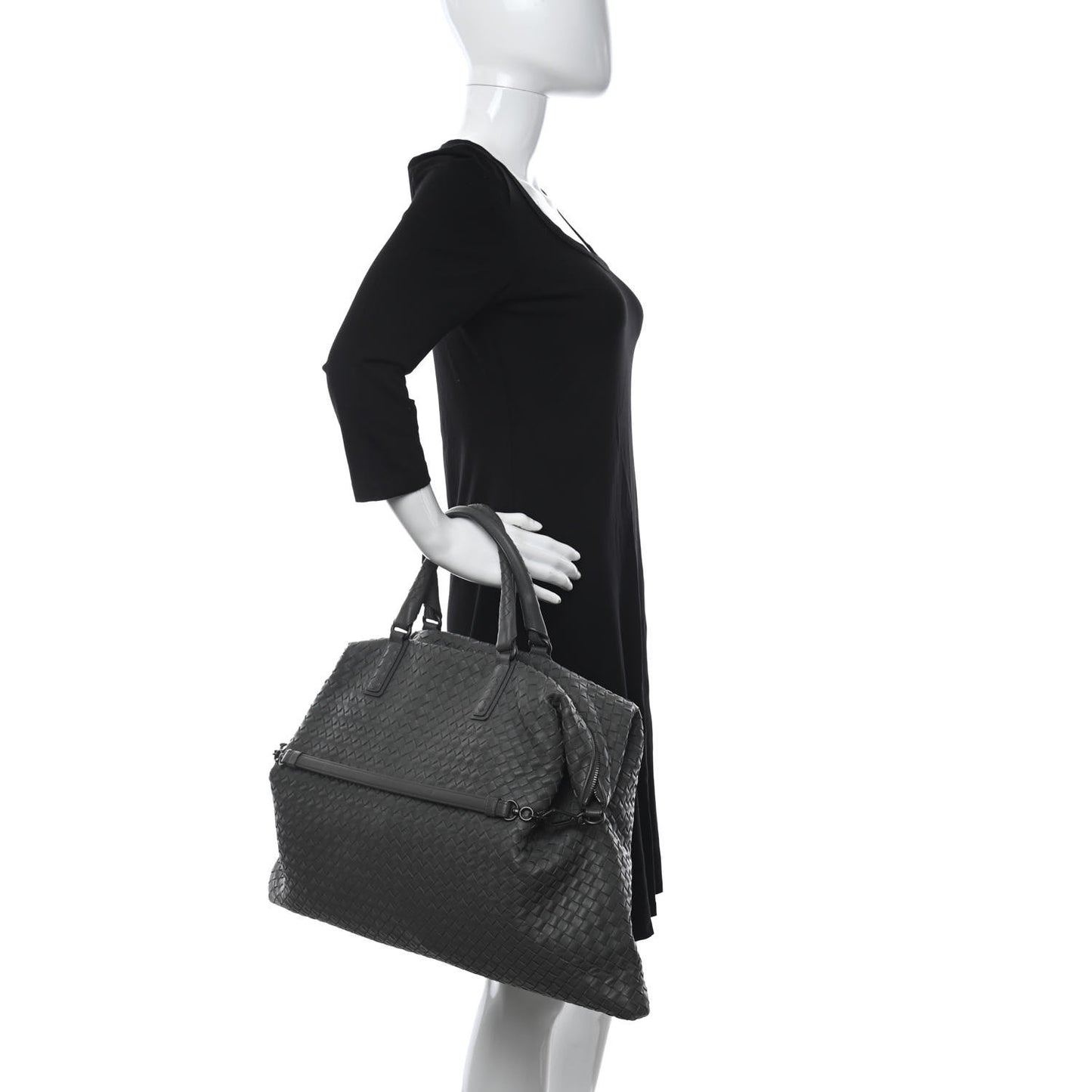 Nappa Intrecciato Maxi Convertible Tote Grey