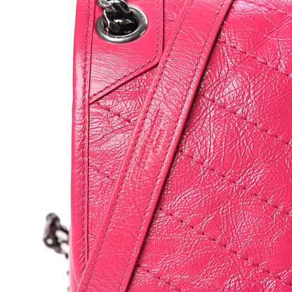 Saint Laurent Crinkled Calfskin Matelasse Monogram Medium Niki Chain Satchel Freesia 11 of 11