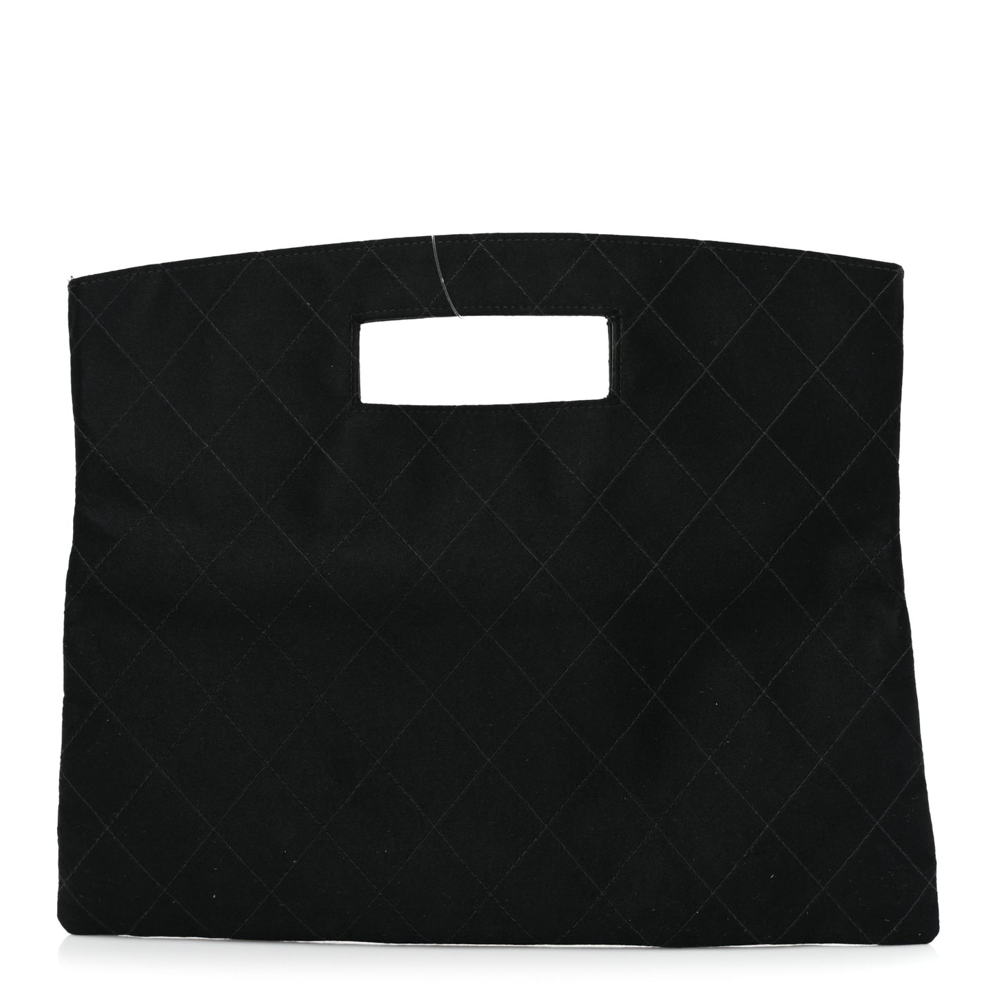 Satin Stitched Cutout Handle Clutch Black