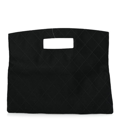 Chanel Satin Stitched Cutout Handle Clutch Black 1 of 8