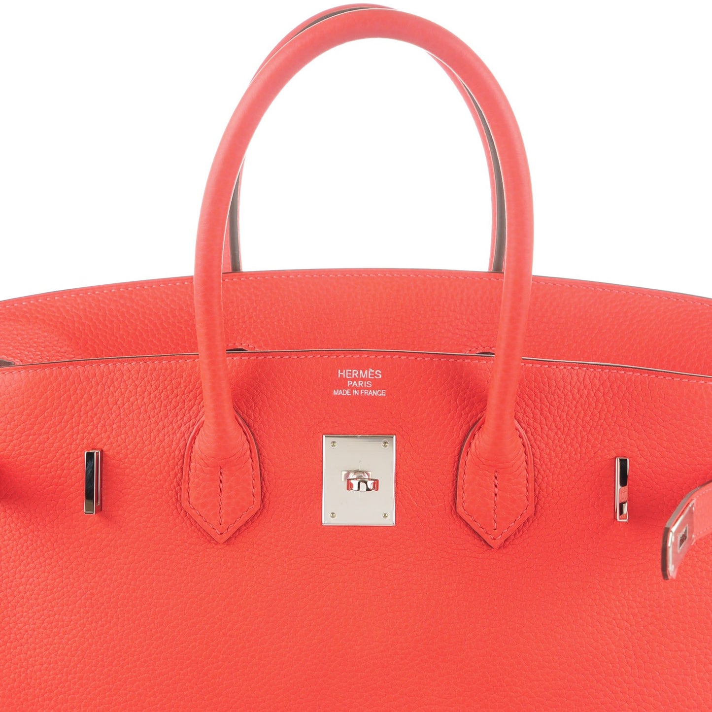 Taurillon Clemence Birkin 35 Rouge Pivoine