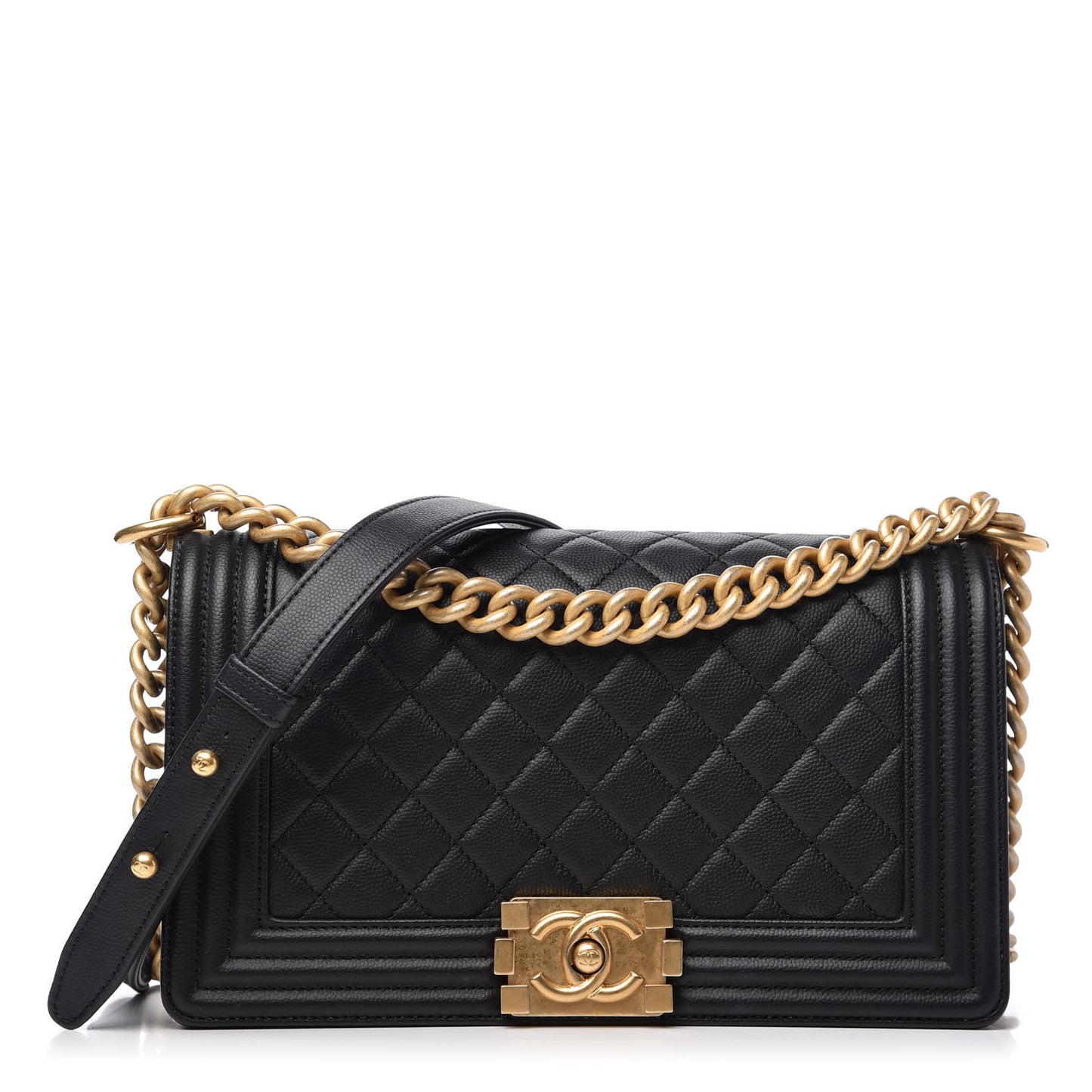 Caviar Quilted Medium Boy Flap Black