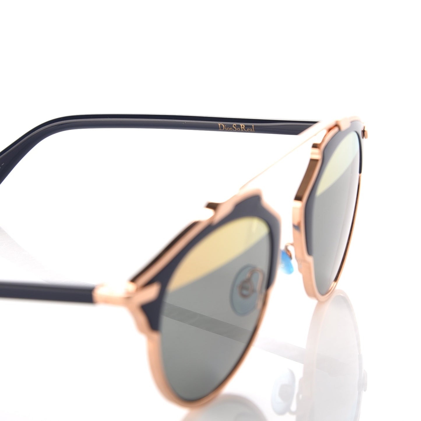 Mirrored So Real Sunglasses Rose Gold Blue