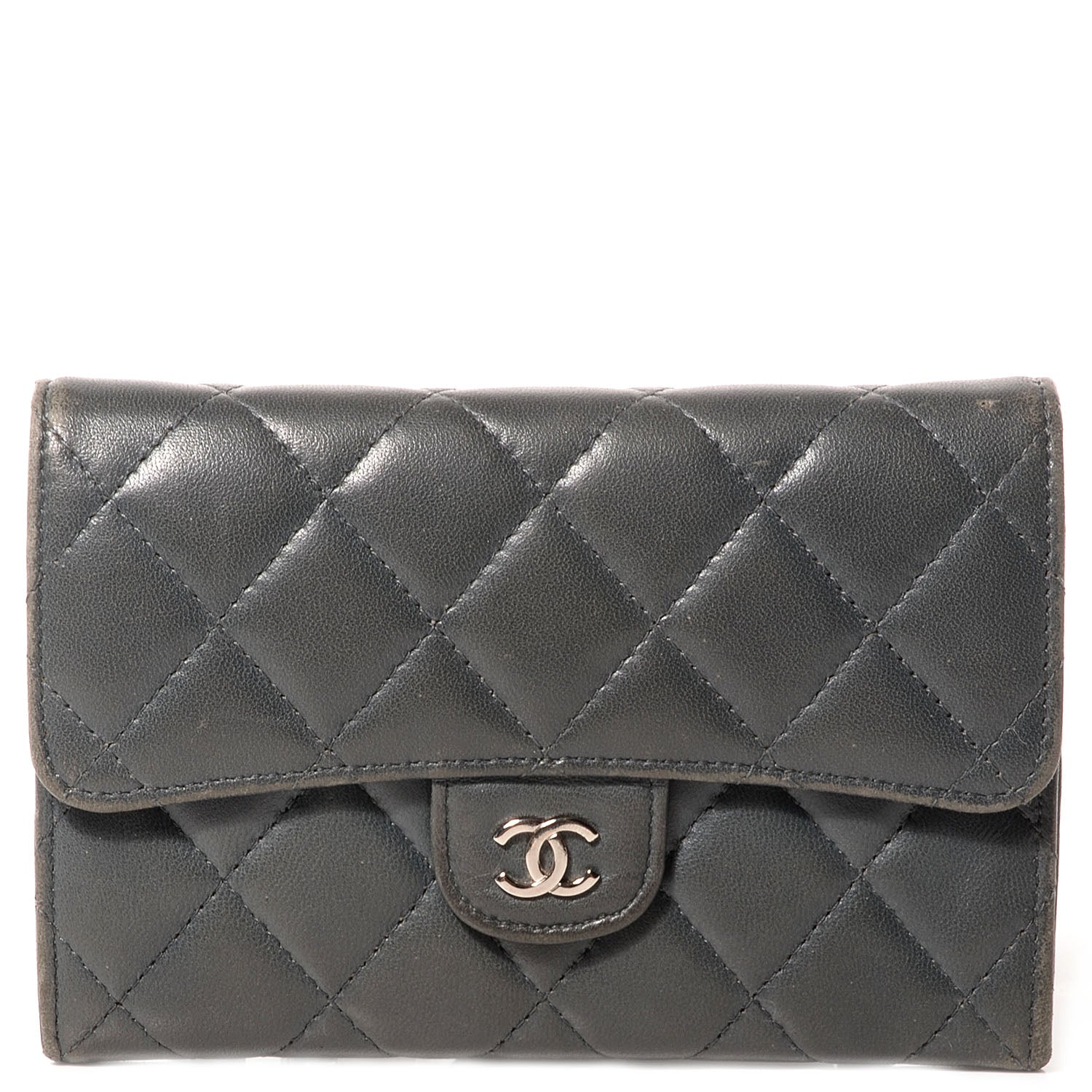 Chanel Lambskin Quilted Small Flap Wallet Grey 1 of 8