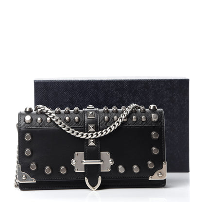 Prada City Calfskin Cahier Studded Mini Bag Black 11 of 11