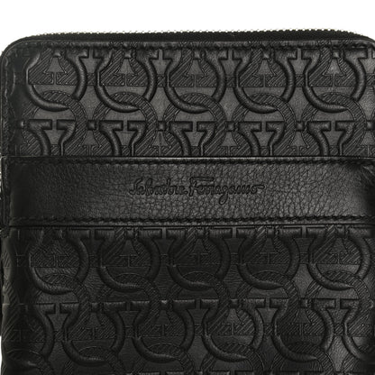 Salvatore Ferragamo Calfskin Gancini Embossed Travel Pouch Black 7 of 12