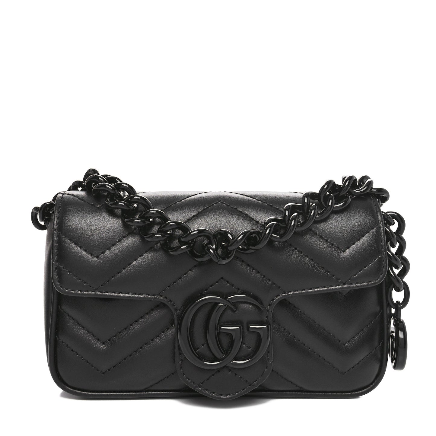 Calfskin Matelasse Monochrome GG Marmont Chain Belt Bag Black
