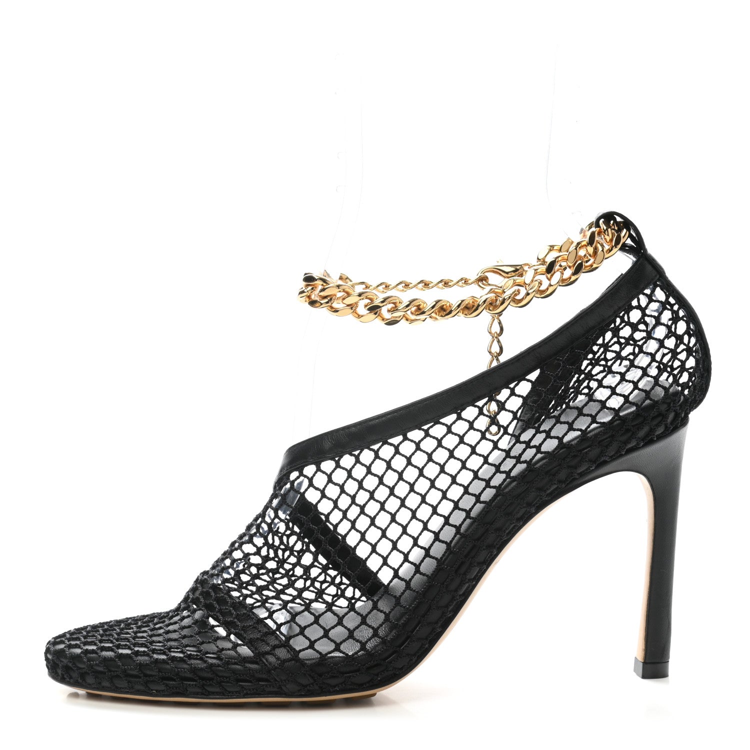 Bottega Veneta Mesh Nappa Chunky Chain Sandals 37 Black 1 of 8