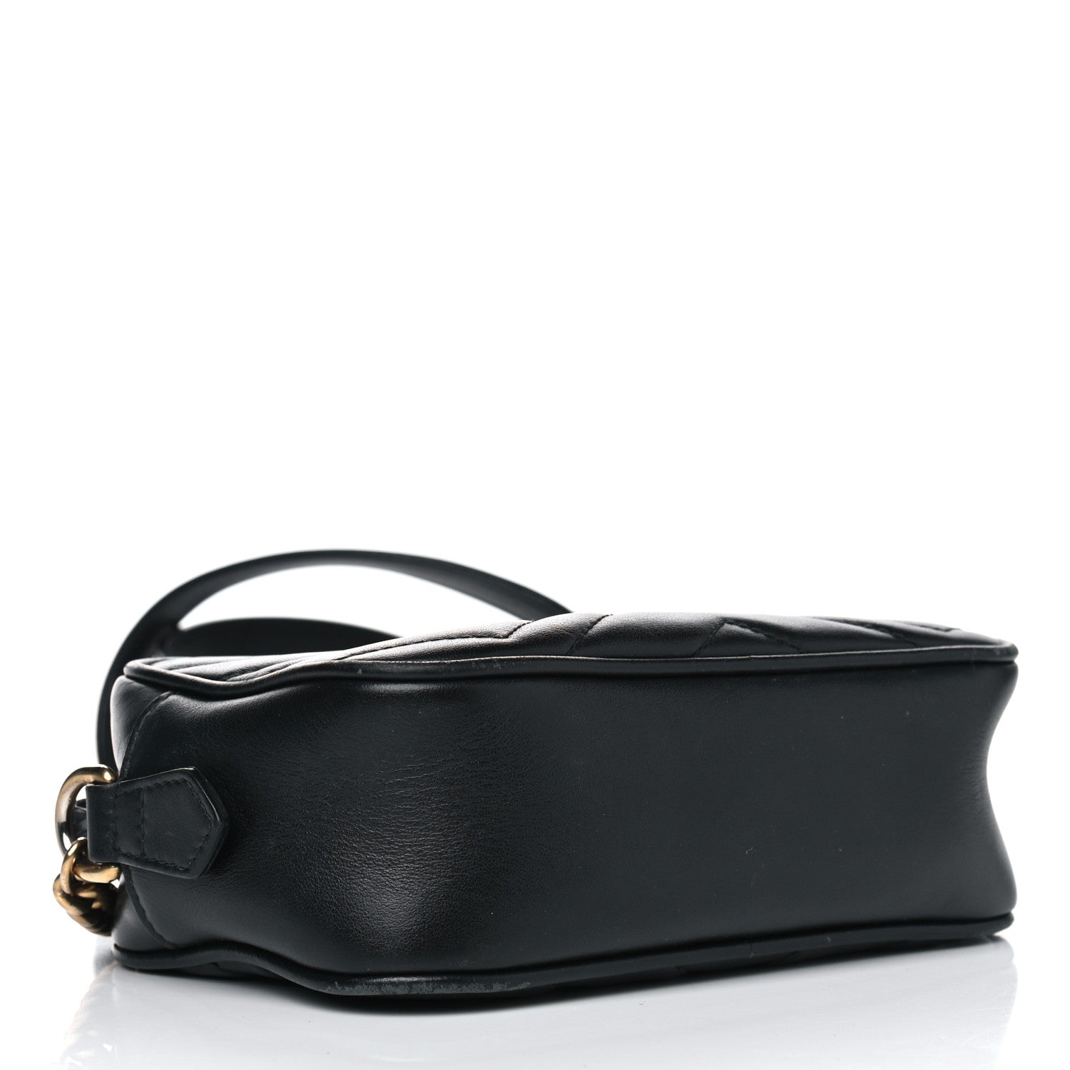 Gucci Calfskin Matelasse Mini GG Marmont Chain Shoulder Bag Black 3 of 14