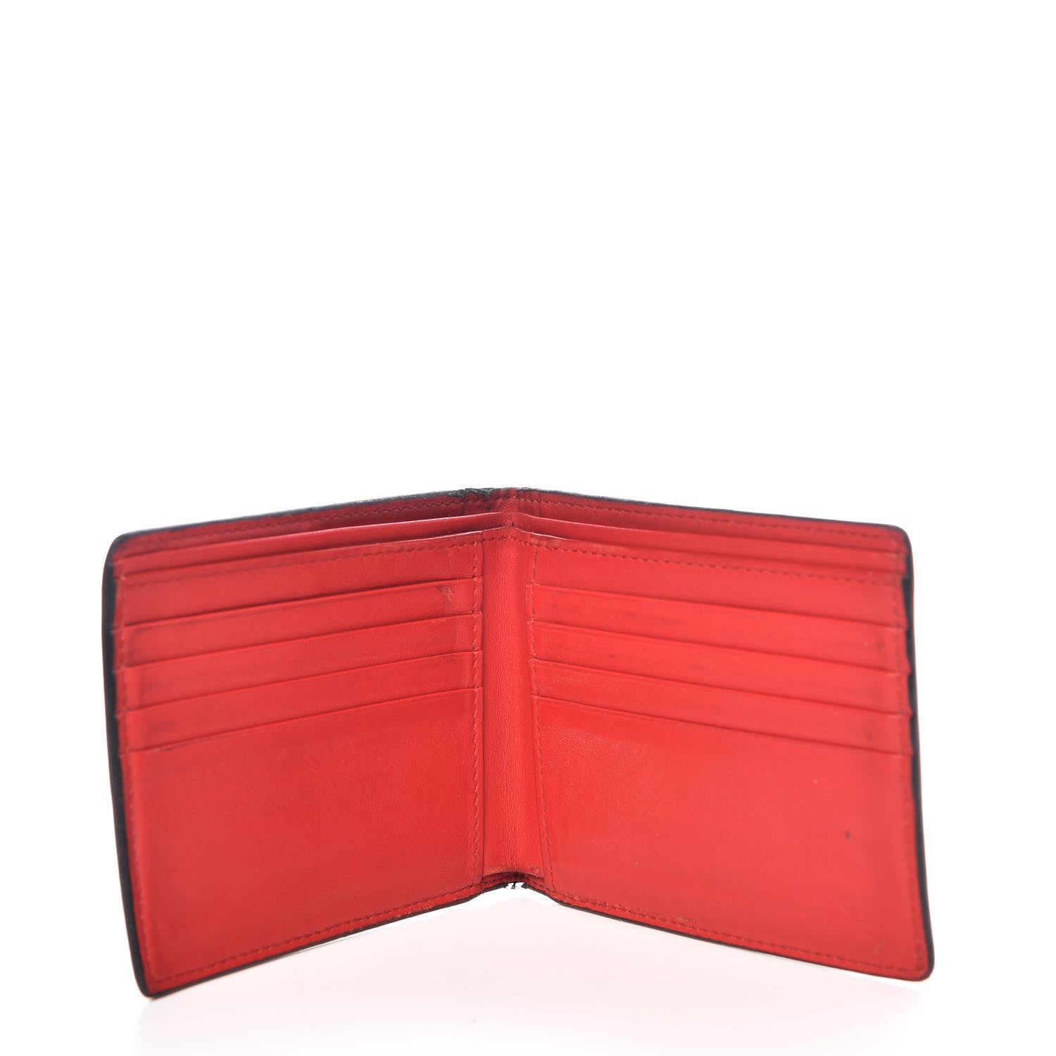 Fendi Vitello Century Monster Eyes Inlay Bi-Fold Wallet Black Giallo Rosso 5 of 14