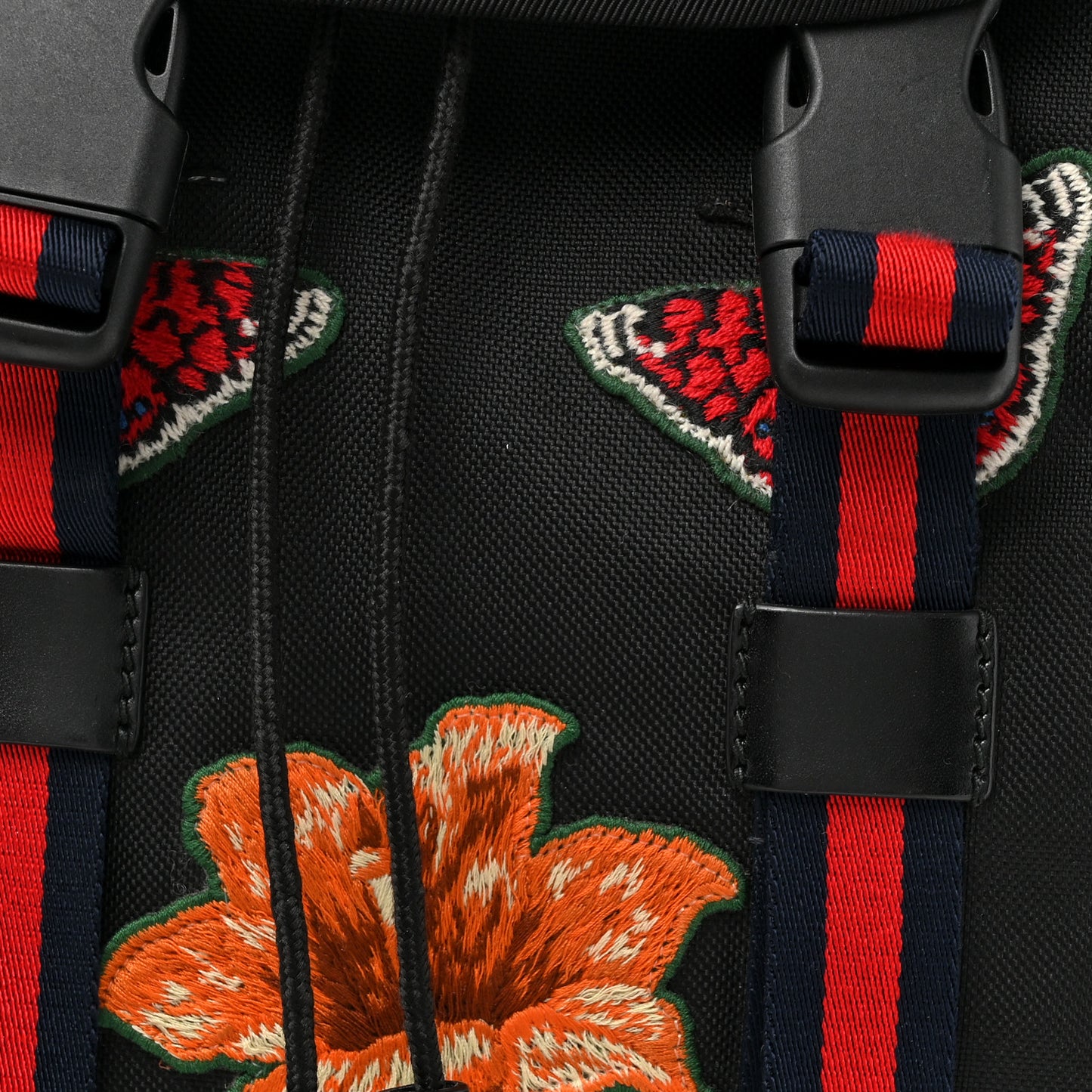 Techno Canvas Web L'Aveugle Par Amour Embroidered Double Buckle Backpack Black