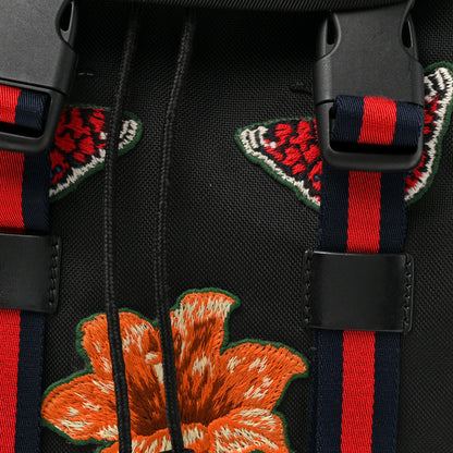 Gucci Techno Canvas Web L'Aveugle Par Amour Embroidered Double Buckle Backpack Black 8 of 10