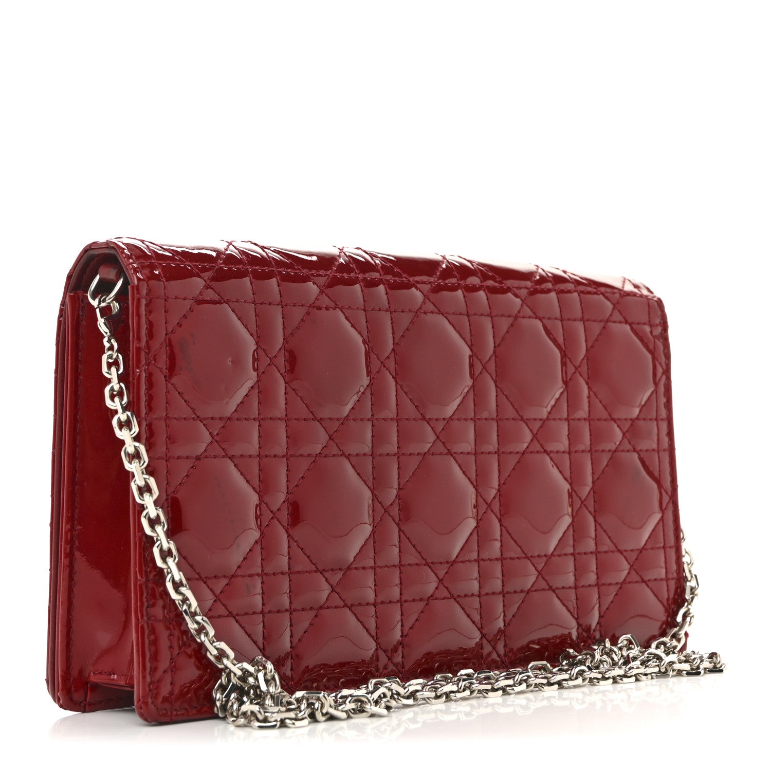 Christian Dior Patent Cannage Lady Dior Clutch Red 4 of 16