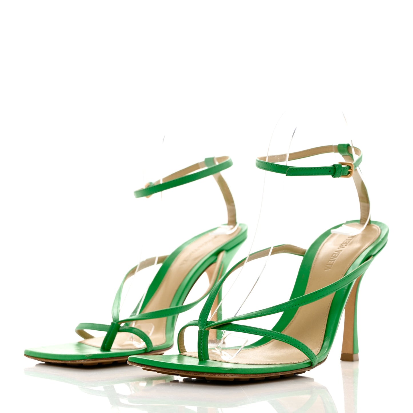 Lambskin Stretch Multi Strap 90mm Sandals 40 Grass