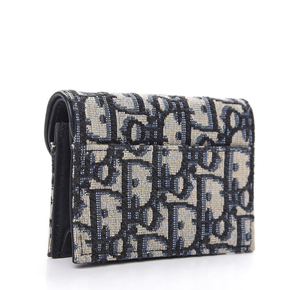 Christian Dior Oblique Saddle Card Holder Blue 2 of 7