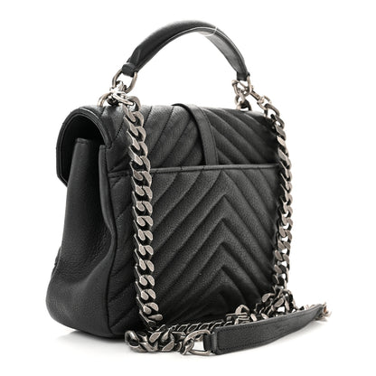 Saint Laurent Sheepskin Matelasse Chevron Monogram Medium College Bag Black 3 of 13