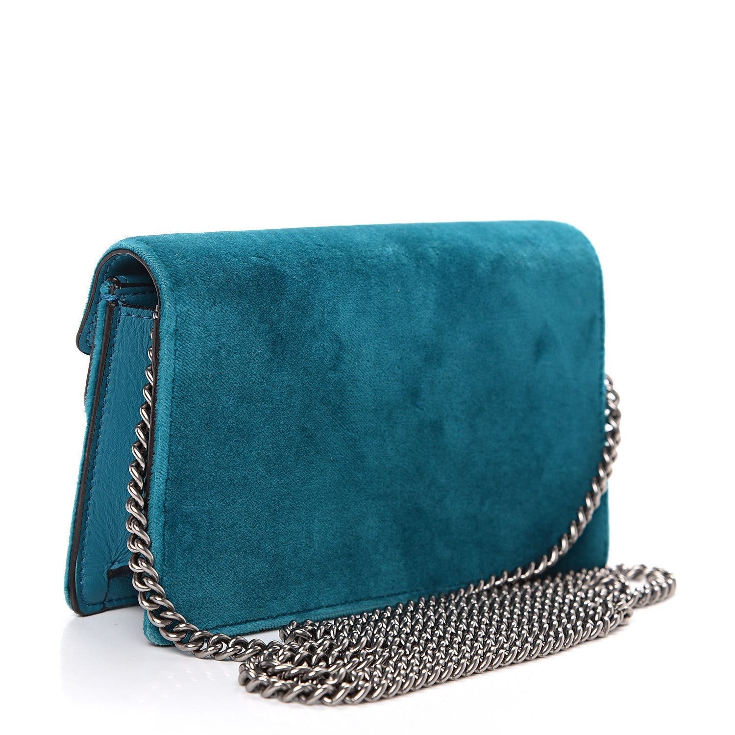 Gucci Velvet Super Mini Dionysus Shoulder Bag Pavone Cyan 2 of 7