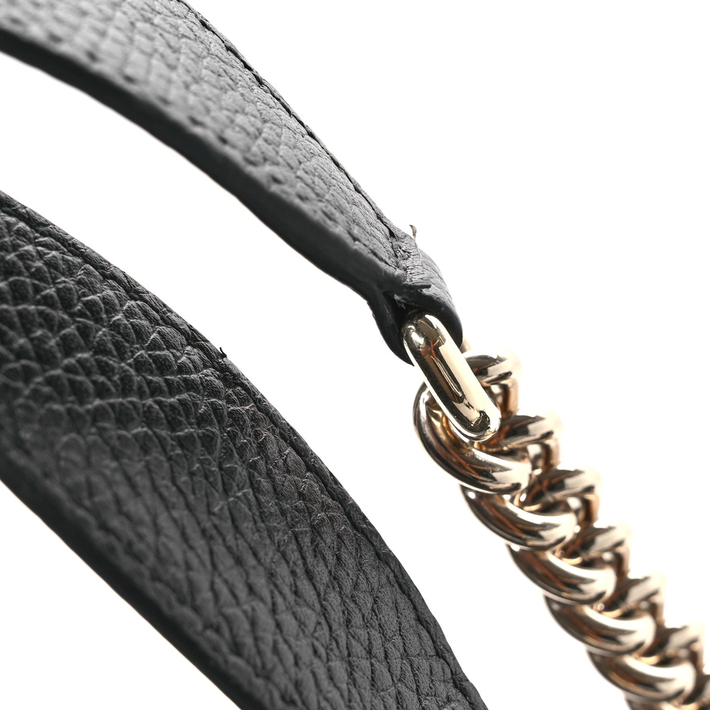 Pebbled Calfskin Medium Soho Chain Shoulder Bag Black