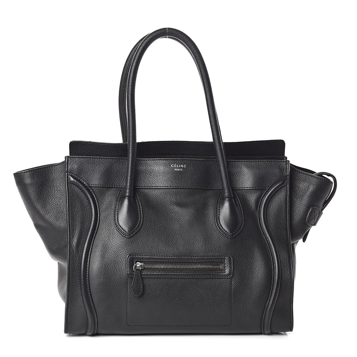 Drummed Calfskin Shoulder Luggage Black