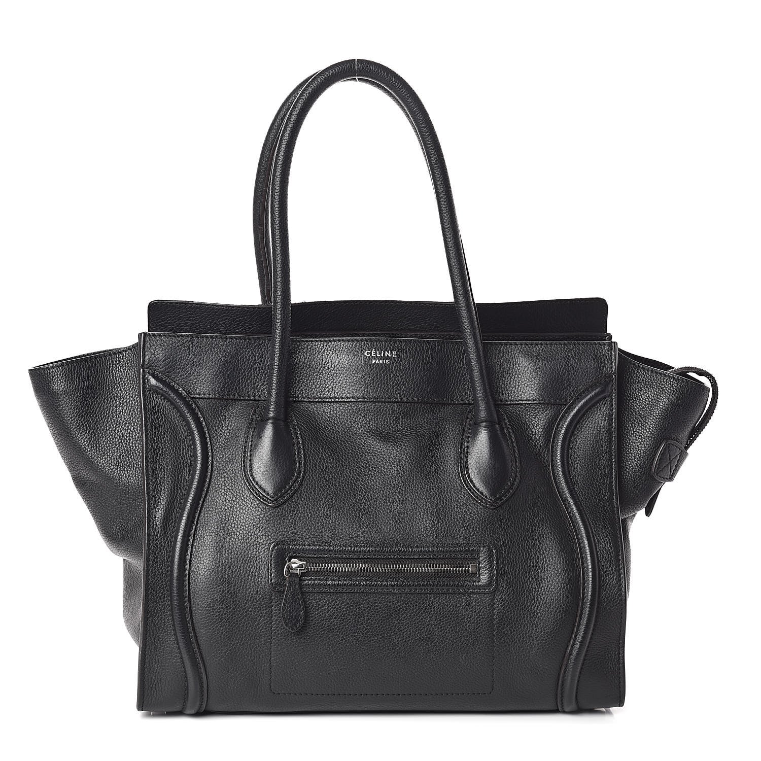 Celine Drummed Calfskin Shoulder Luggage Black 1 of 9