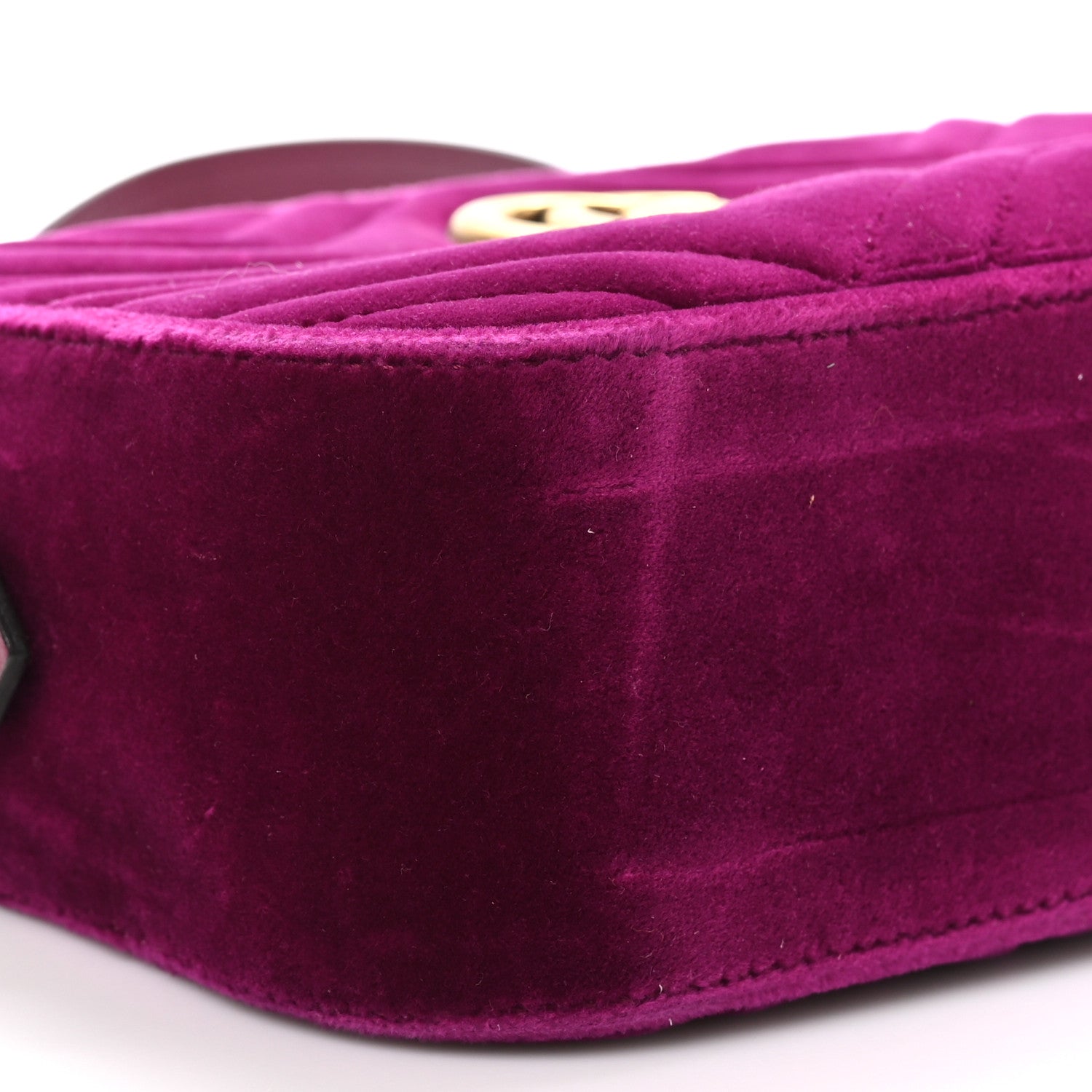 Gucci Velvet Matelasse Small GG Marmont Chain Shoulder Bag Cyclamen 8 of 9