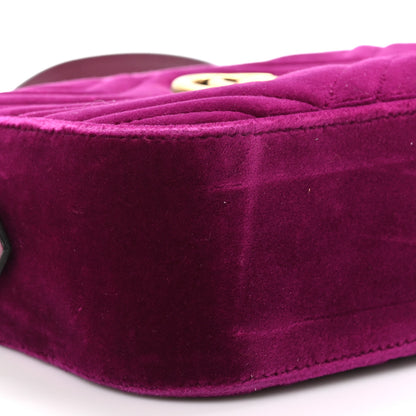 Gucci Velvet Matelasse Small GG Marmont Chain Shoulder Bag Cyclamen 8 of 9