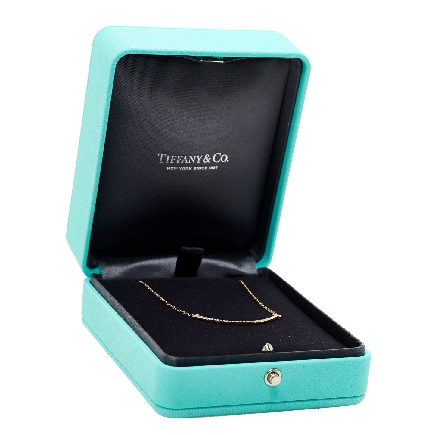 18K Rose Gold Diamond Small T Smile Pendant Necklace