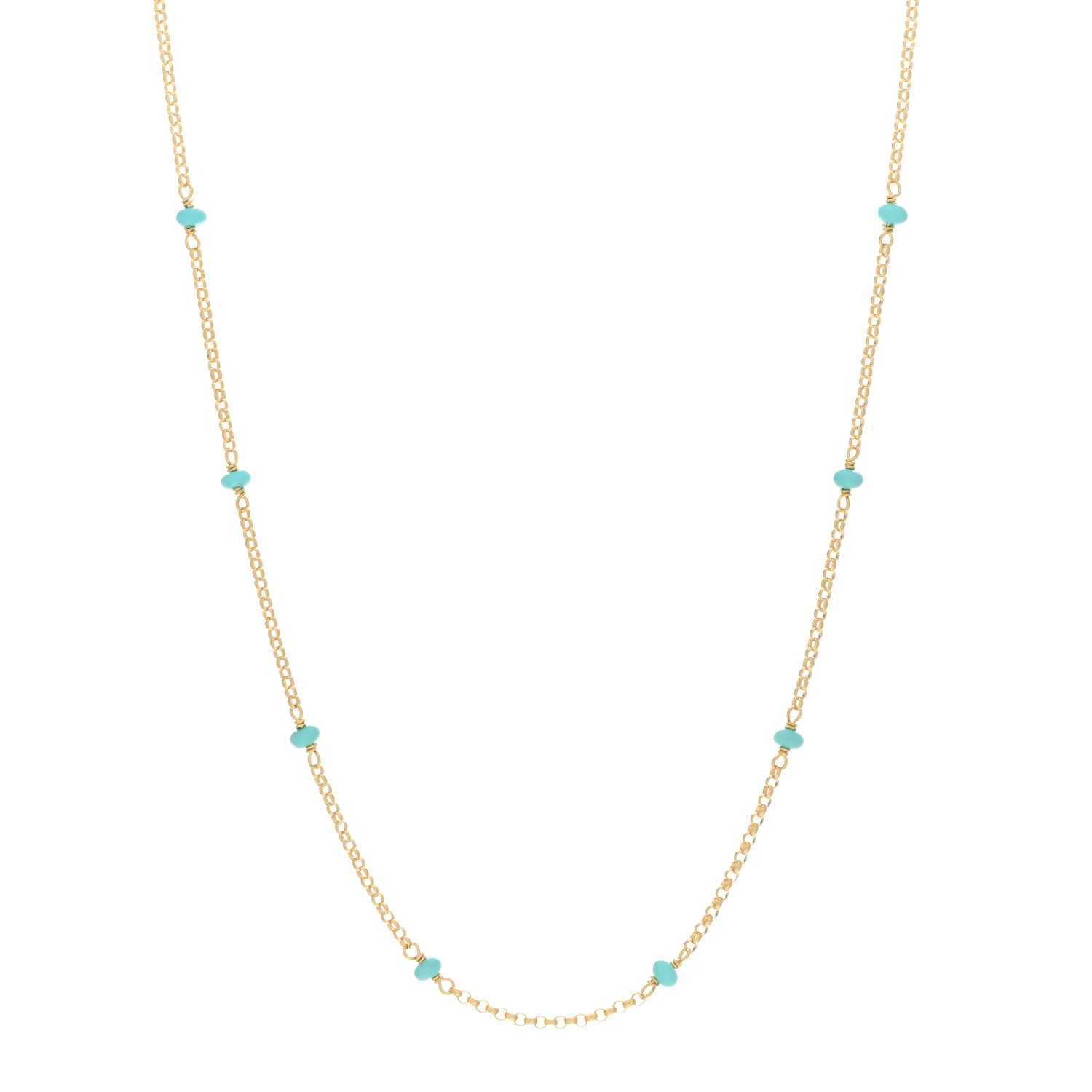 David Yurman 18K Yellow Gold Turquoise Cable Collectibles Bead Station Necklace 18" 1 of 4