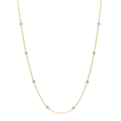 David Yurman 18K Yellow Gold Turquoise Cable Collectibles Bead Station Necklace 18" 1 of 4