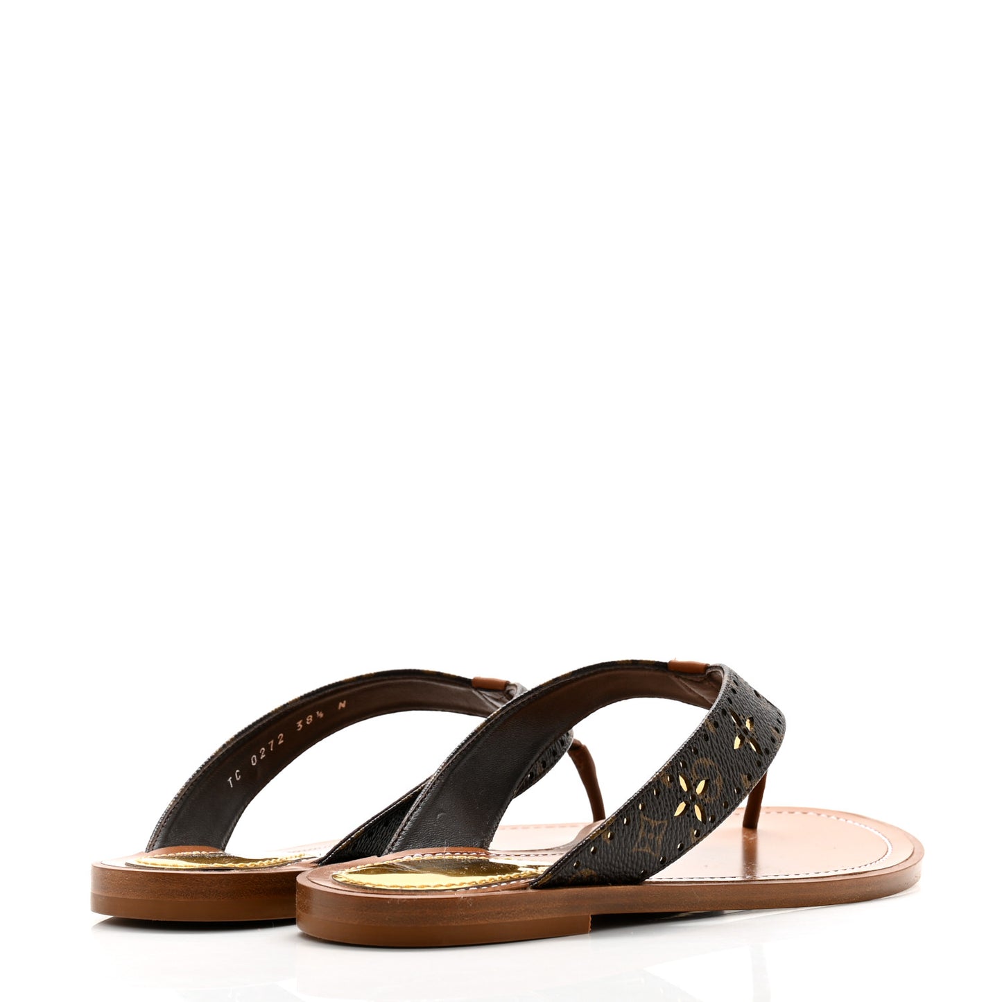 Monogram Sunny Flat Thong Sandals 38.5 Brown