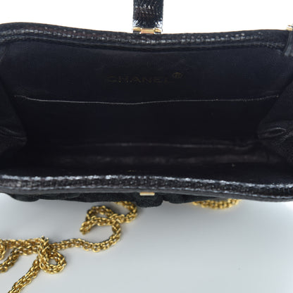 Chanel Suede Lizard Frame Clutch Black 5 of 16