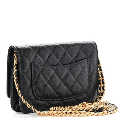 Chanel Shiny Caviar Quilted Chain Melody Wallet On Chain WOC Black 5 of 25