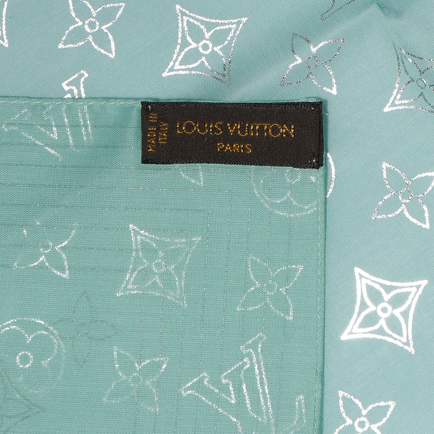Cotton Monogram Scarf Turquoise Silver
