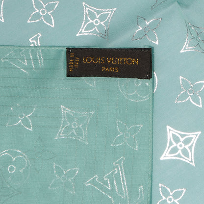 Louis Vuitton Cotton Monogram Scarf Turquoise Silver 5 of 5