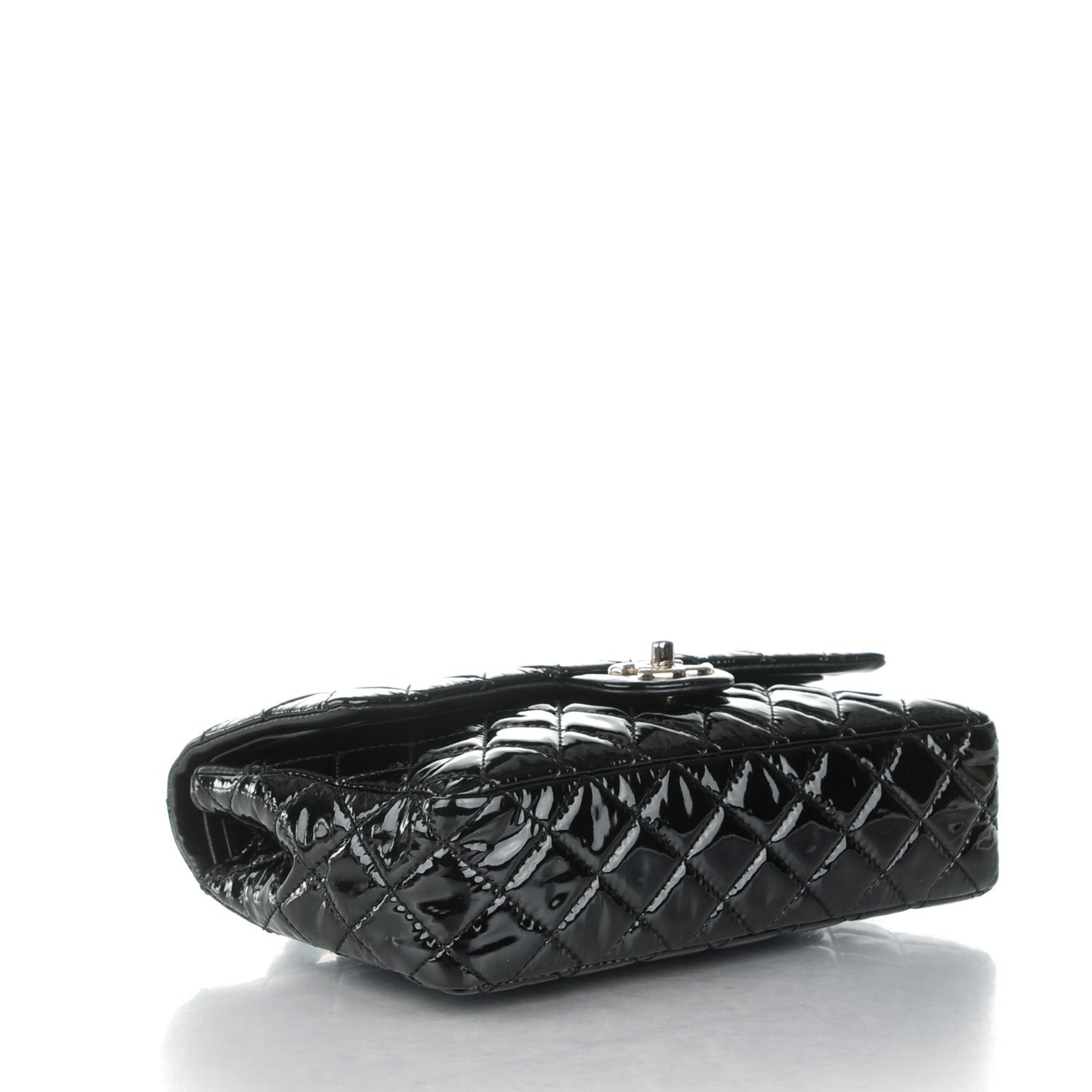 Patent Quilted Medium Double Flap Black