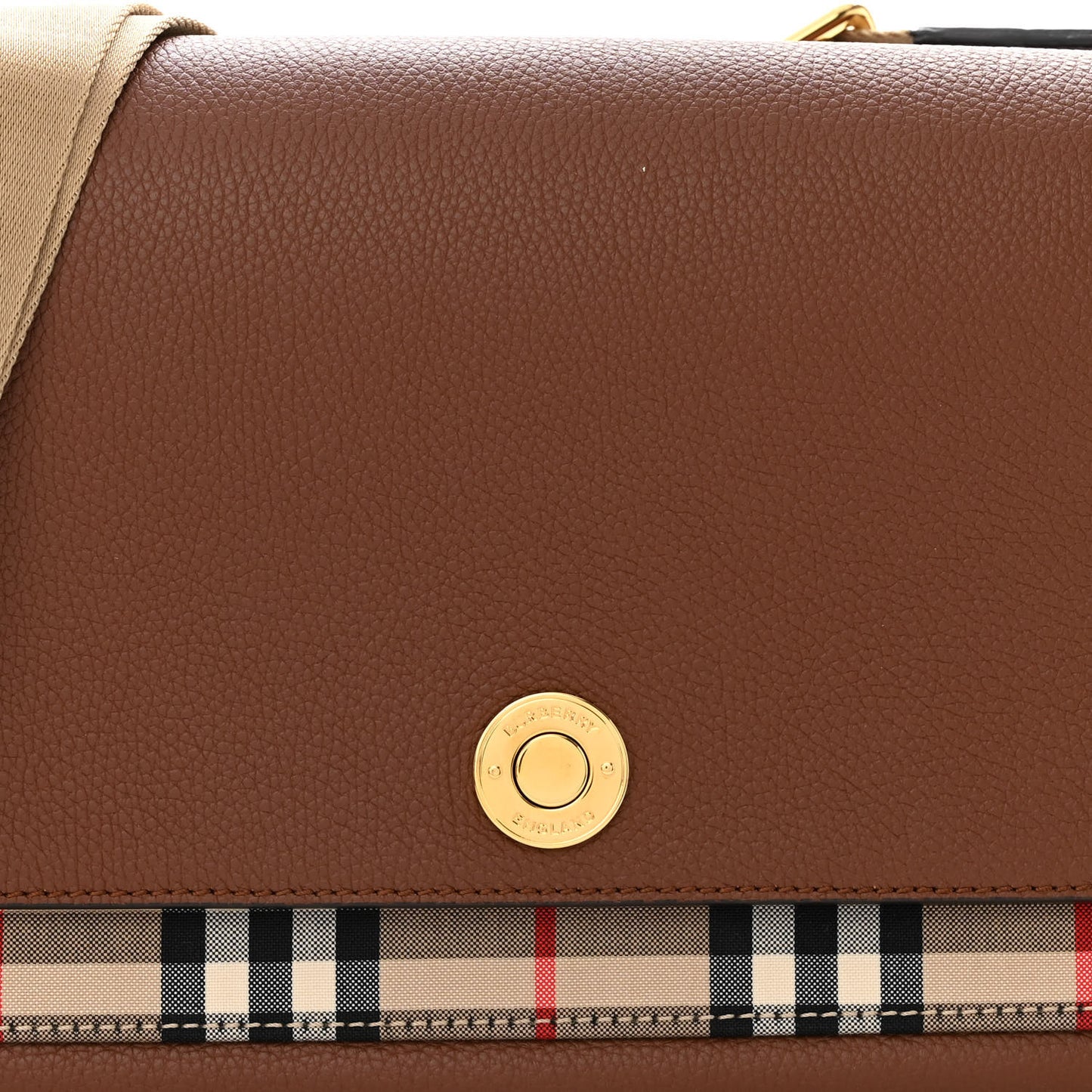 Calfskin Vintage Check Note Crossbody Bag Tan