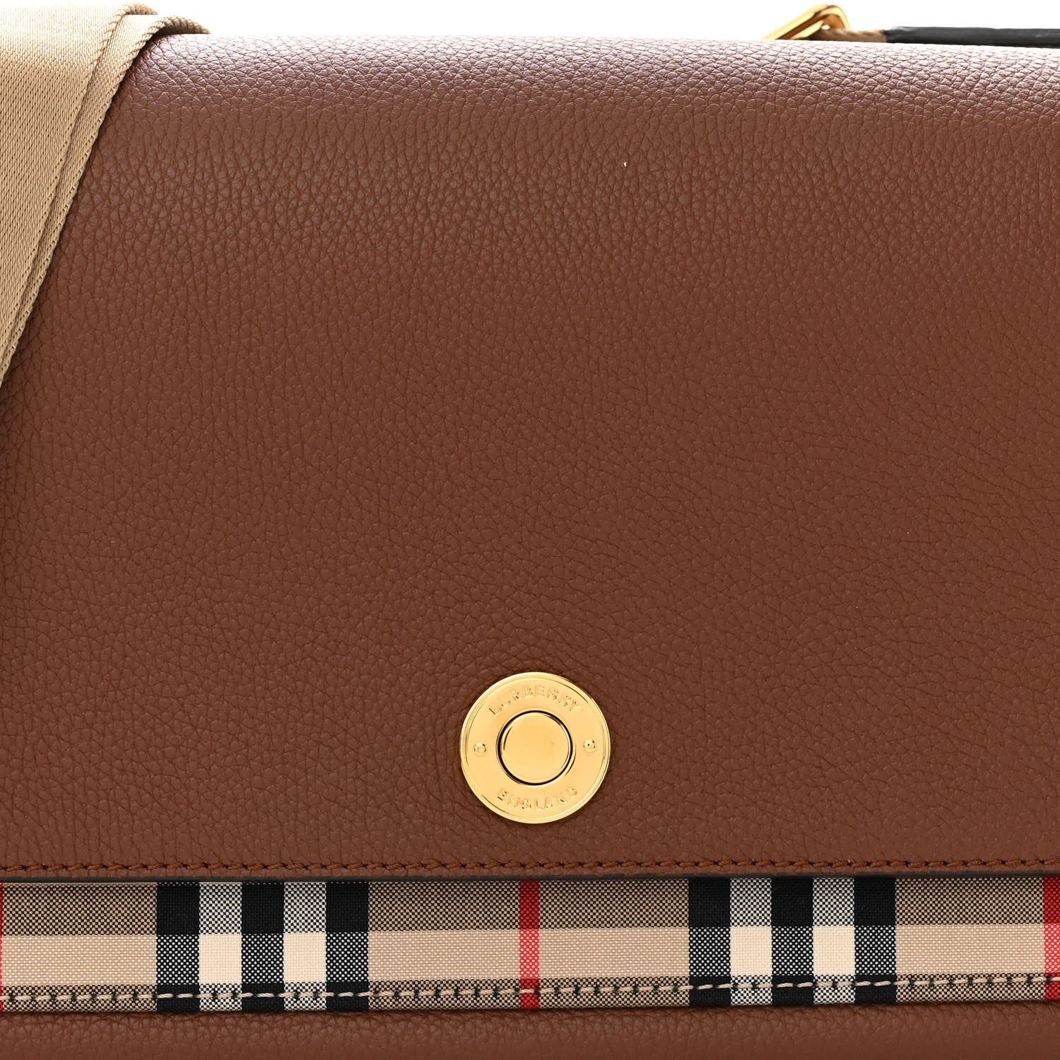 Burberry Calfskin Vintage Check Note Crossbody Bag Tan 7 of 10