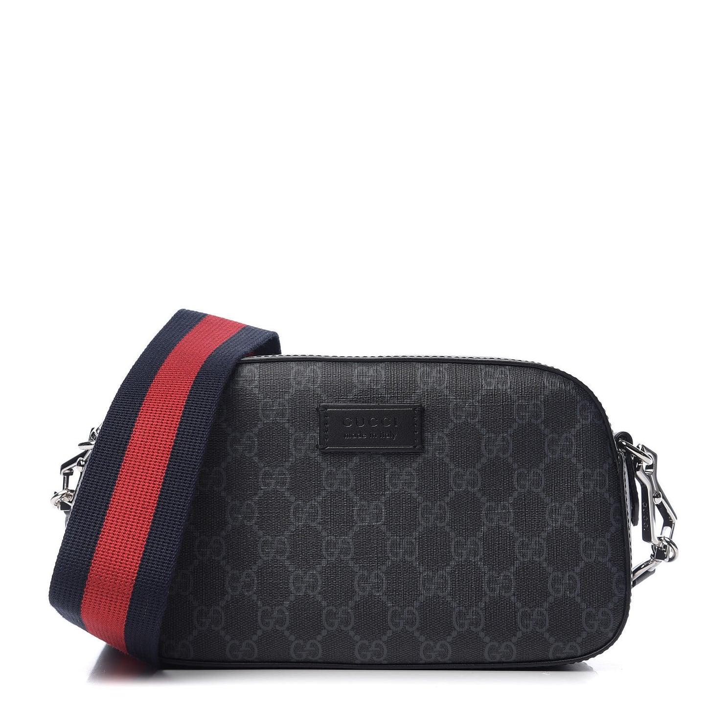 GG Supreme Monogram Web Shoulder Bag Black Grey
