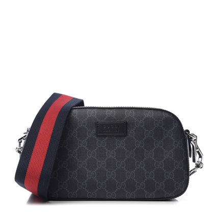 Gucci GG Supreme Monogram Web Shoulder Bag Black Grey 1 of 9