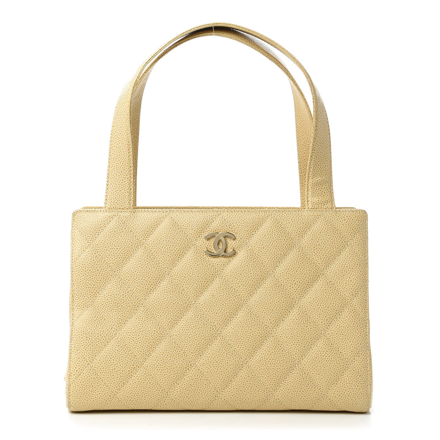 Caviar Quilted Top Handle Bag Beige