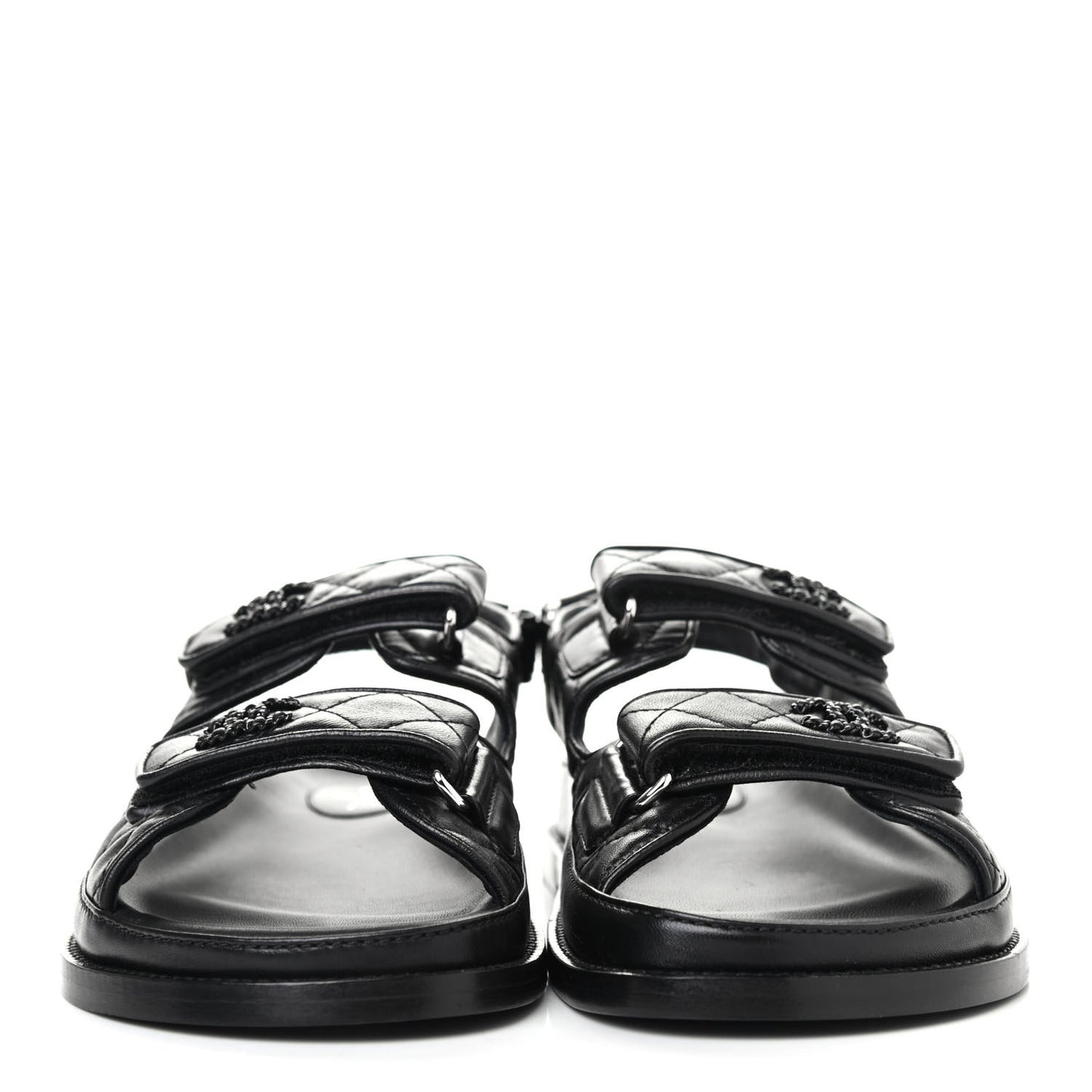 Lambskin Velcro Dad Sandals 39 Black
